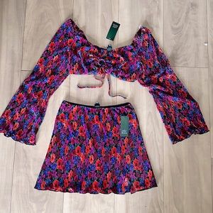 Multi Color Floral Skirt Set